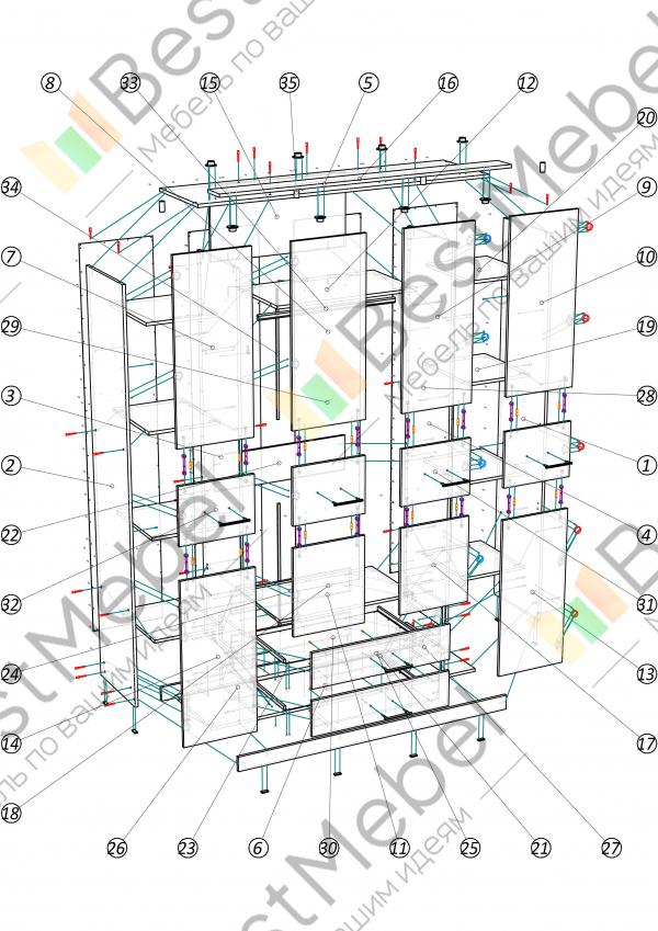 Шкаф 3х створчатый белла схема сборки