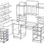 Схема сборки Компьютерный угловой стол Брюгге с полками BMS