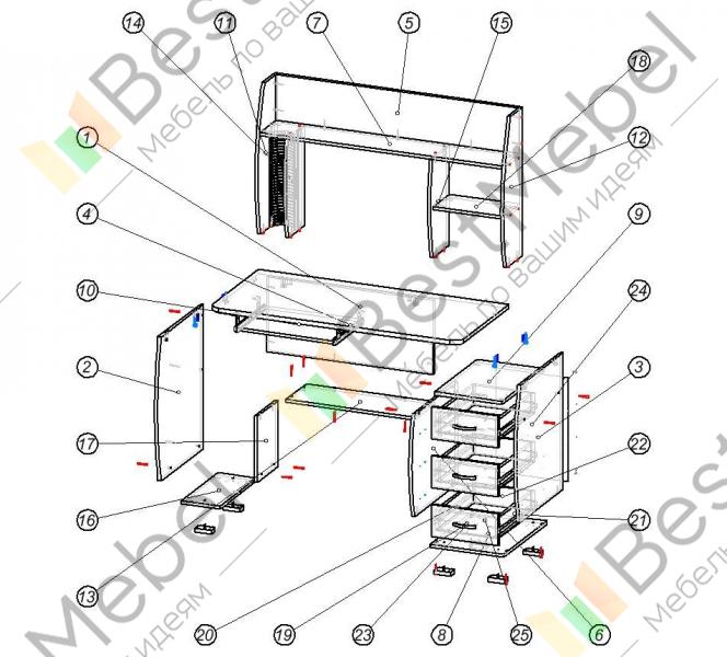 Стол компьютерный капитан схема сборки