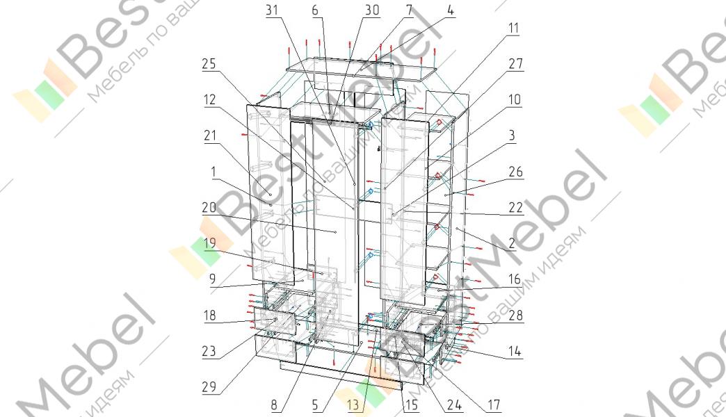 Схема сборки распашного шкафа