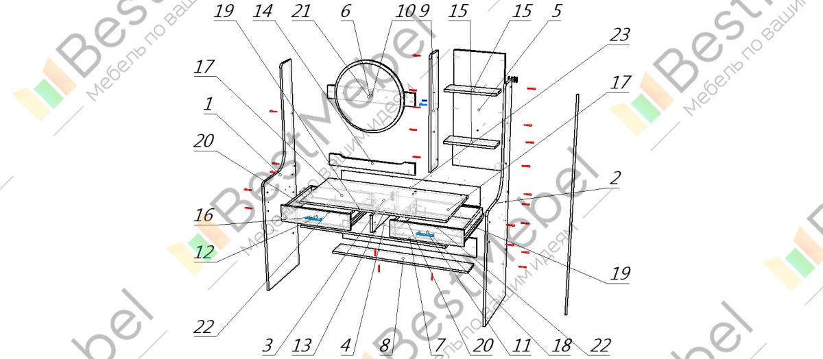 Туалетный столик венеция схема сборки