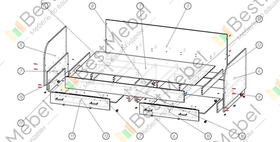Схема сборки кровати саломея