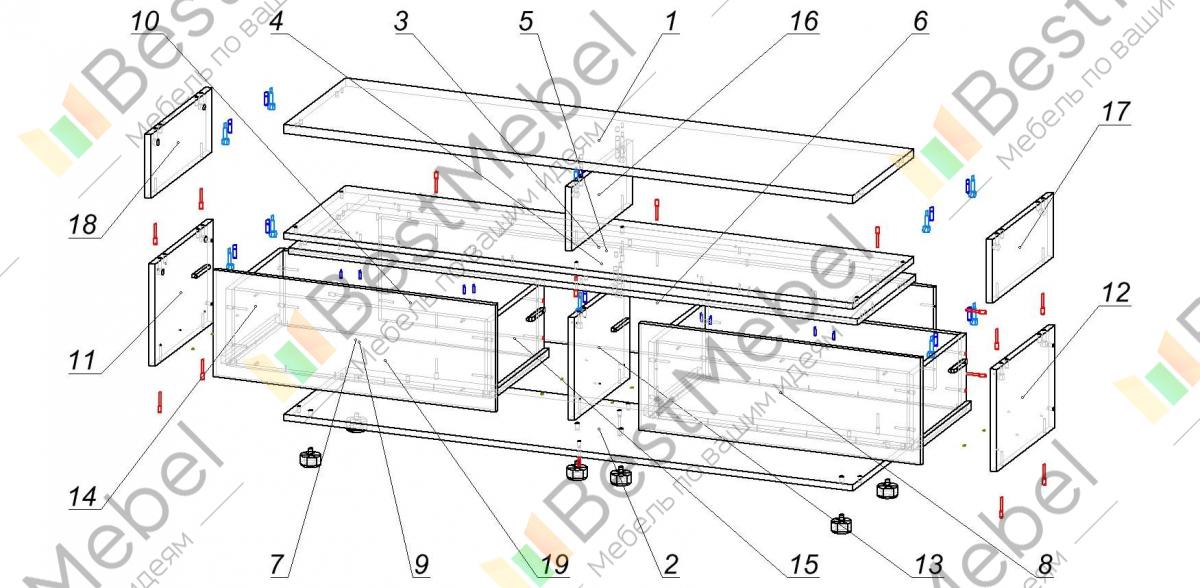 Сборка тумбы тв 1